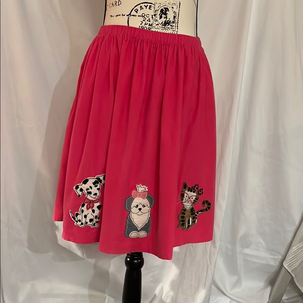 Girls Lands' End Pink  corduroy Skirt  with elastic band with Cute Animal Design
